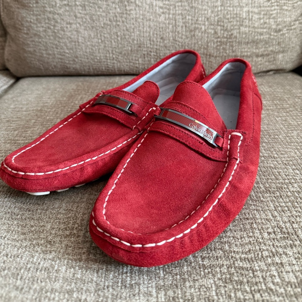 Calvin Klein Men's Vibrant Red Slip-On Loafers